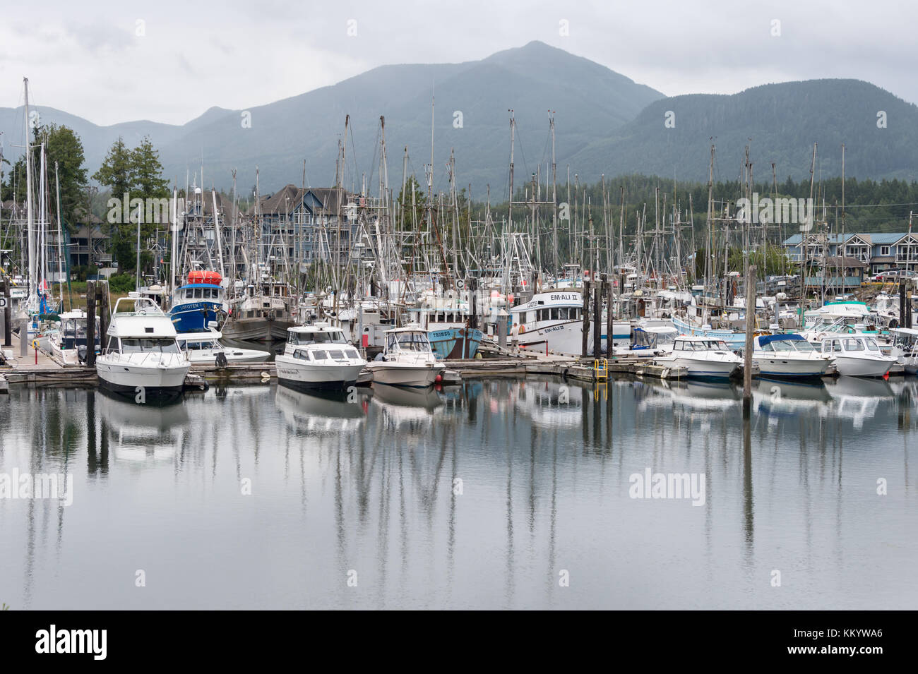 Ucluelet, BC, Canada - 10 September 2017: Yachts at Ucluelet Marina Stock Photo