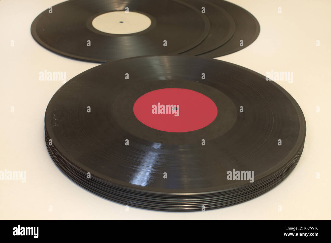 Vinyl records laid in stack Stock Photo Alamy