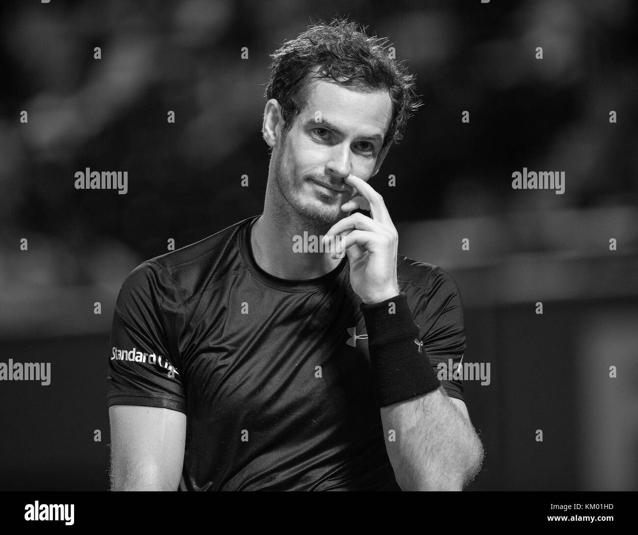 KEY BISCAYNE, FL - MARCH 26:  ANDY MURRAY on Day 6 of the Miami Open presented by Itau at Crandon Park Tennis Center on March 26, 2016 in Key Biscayne, Florida   People:  ANDY MURRAY Stock Photo