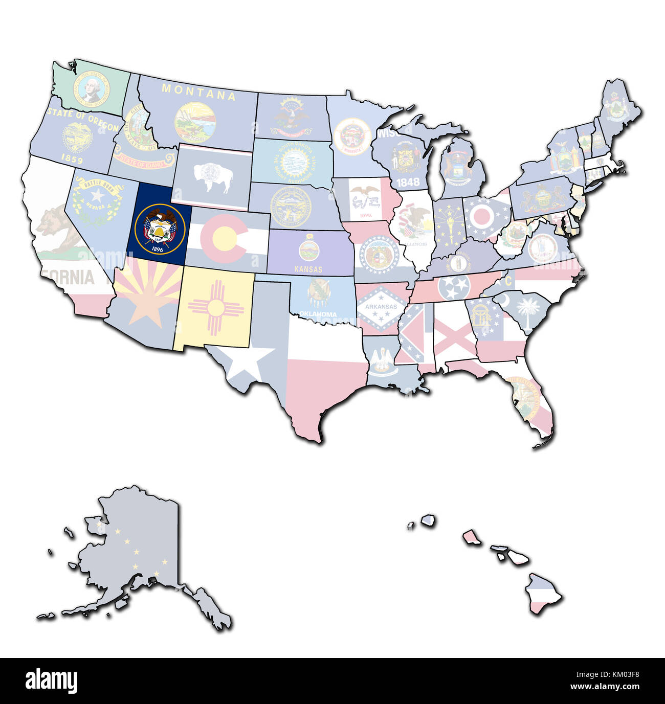 utah on isolated map of united states of america with state borders Stock  Photo - Alamy