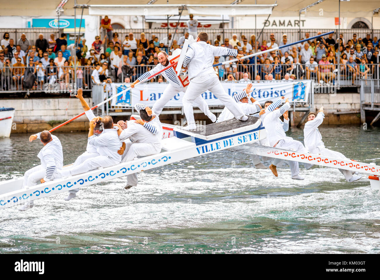 Water jousting in Sete town Stock Photo