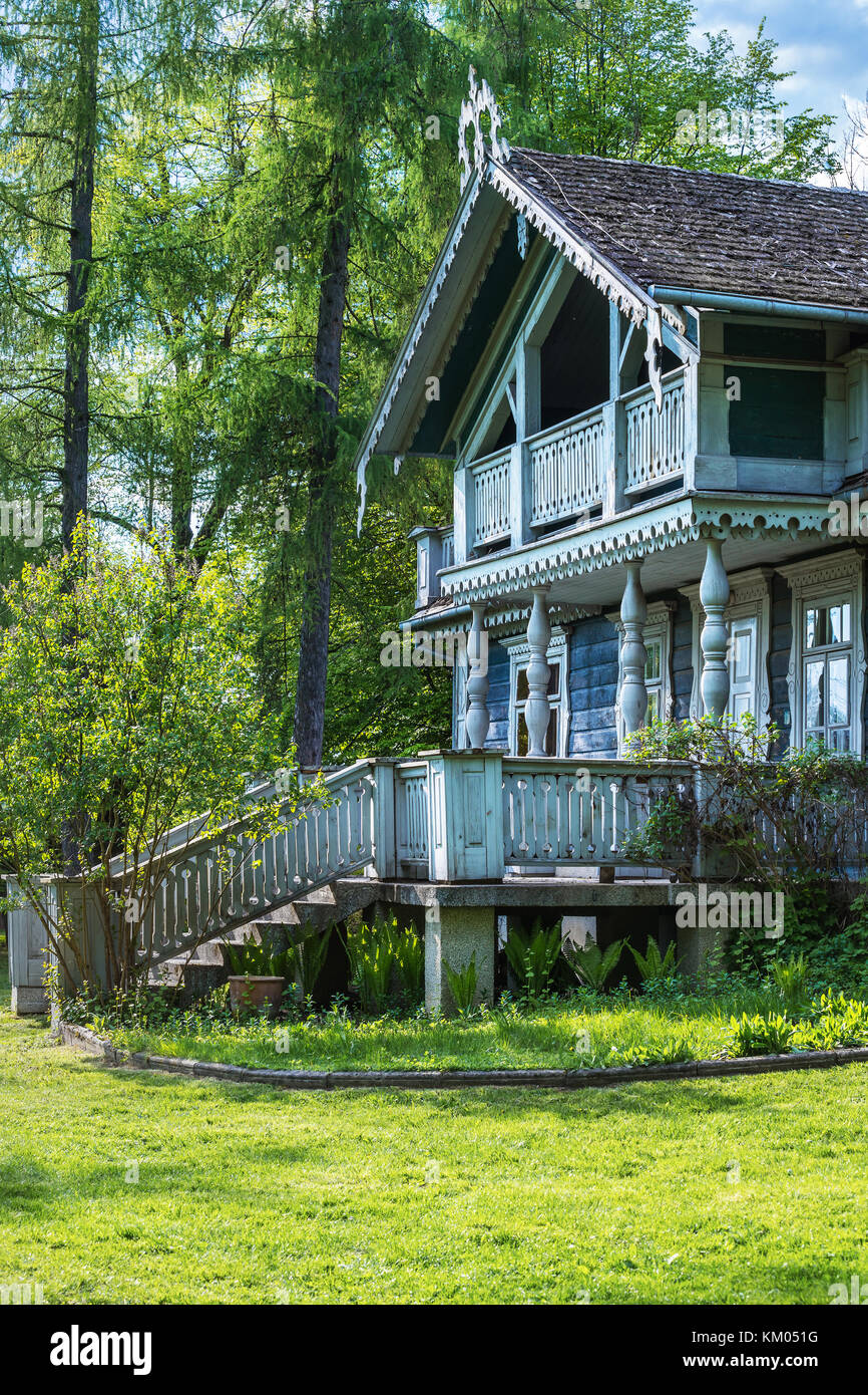 Old wooden house in the Bialowieza National Park as a part of