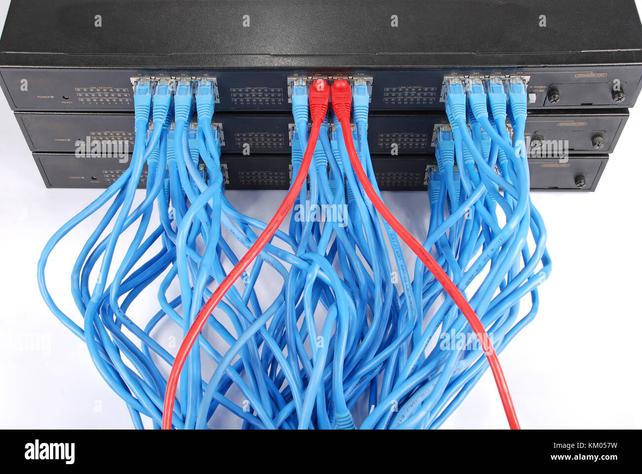 network hub and patch cables Stock Photo Alamy
