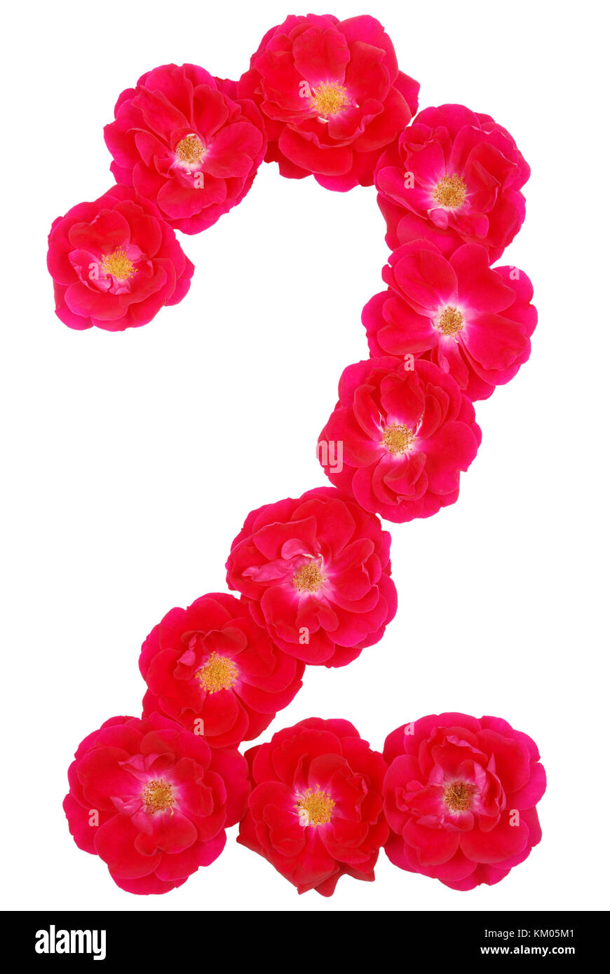 Number two laid out by roses on a white background Stock Photo - Alamy