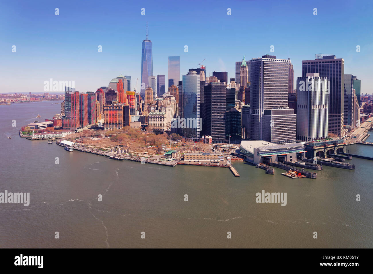 Manhattan and East River and Hudson River, New York, USA Stock Photo ...