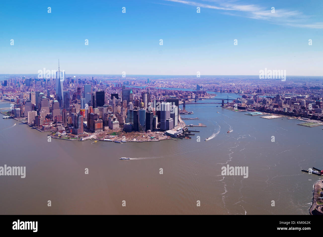 Aerial view on Manhattan with Hudson River and East River, NYC, New ...