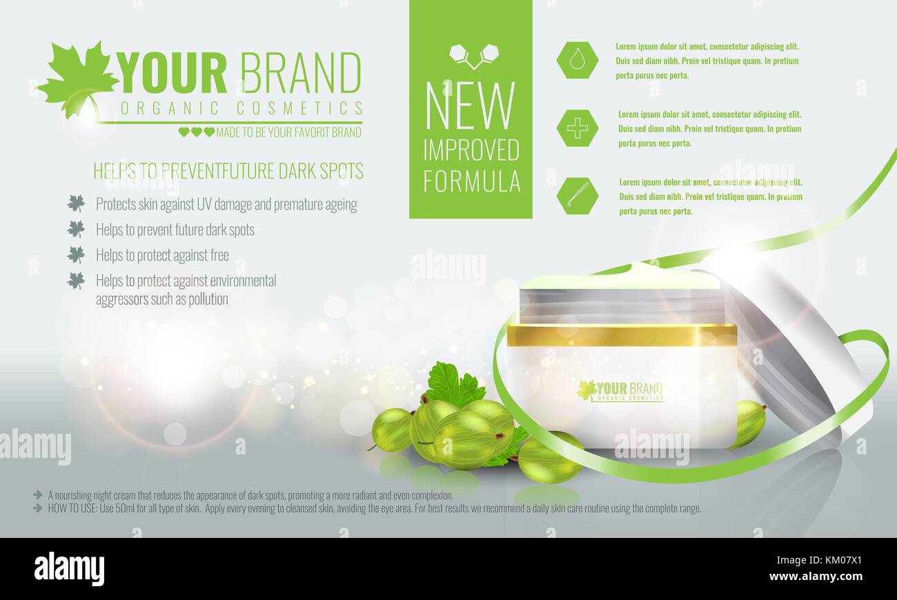 Vector illustration of Beautiful hydrating facial cream cosmetic ads on ...