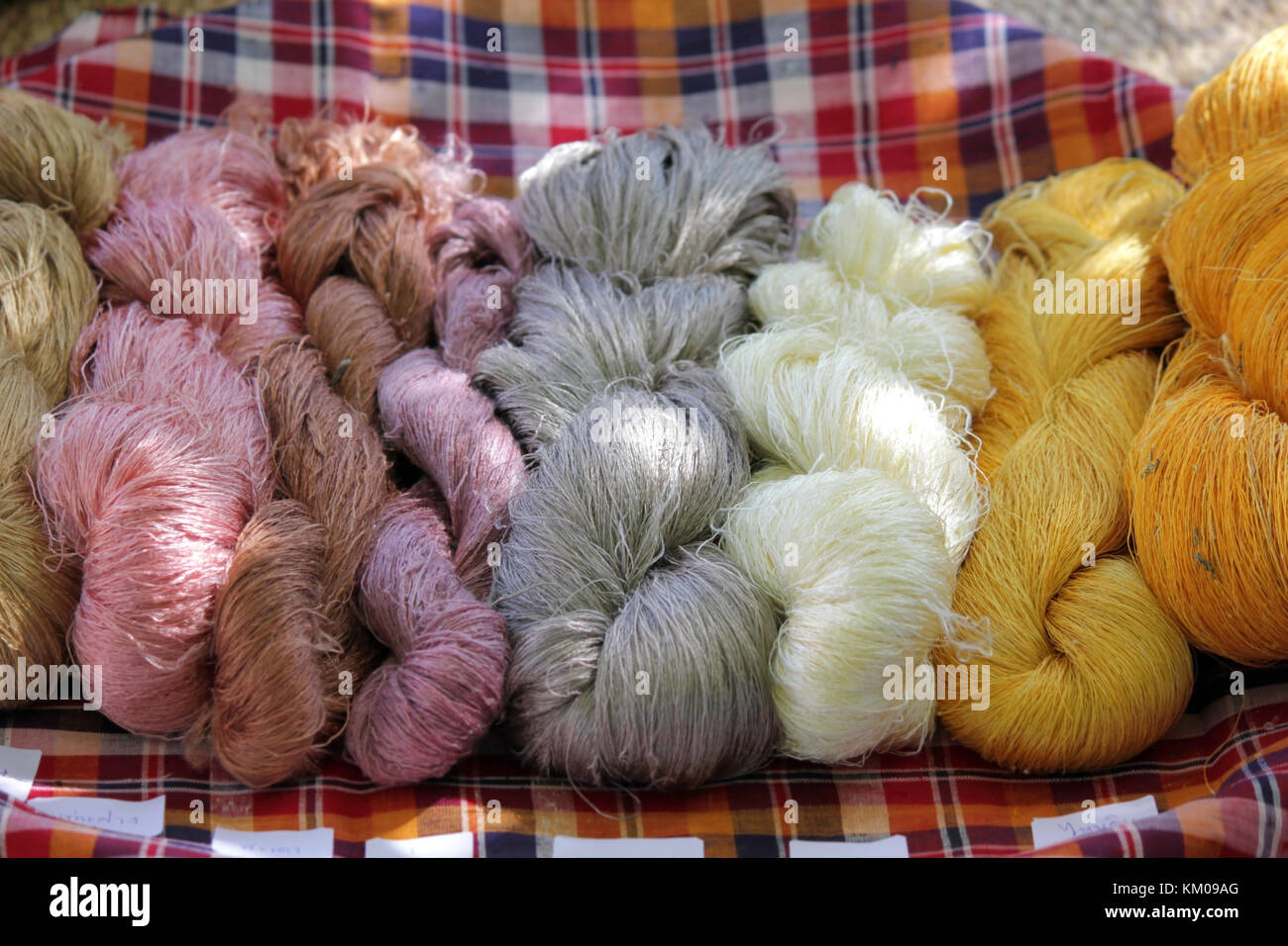 silk production process, colorful raw silk thread Stock Photo Alamy