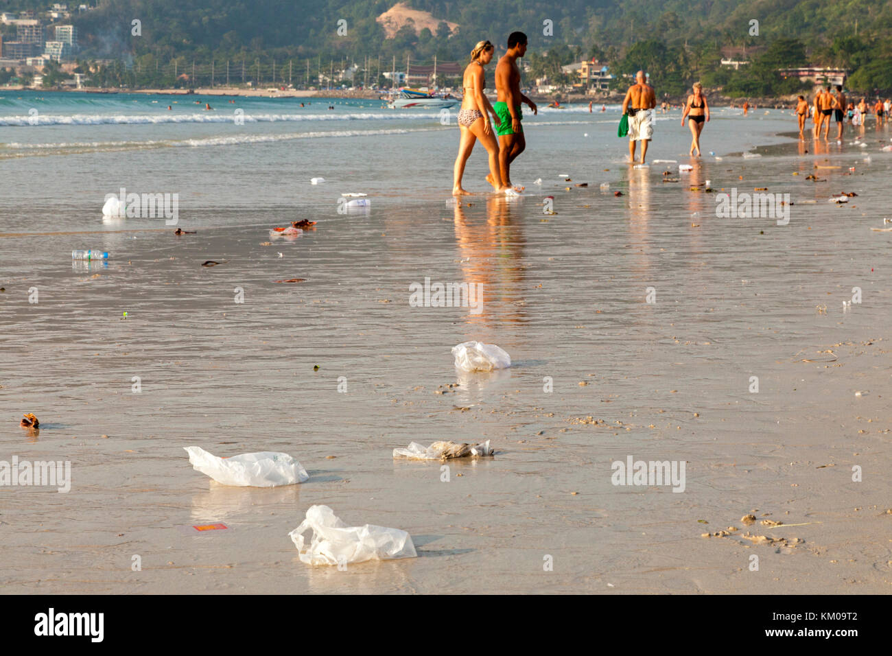 Pollution on Patong beach, Phuket, Thailand Stock Photo Alamy