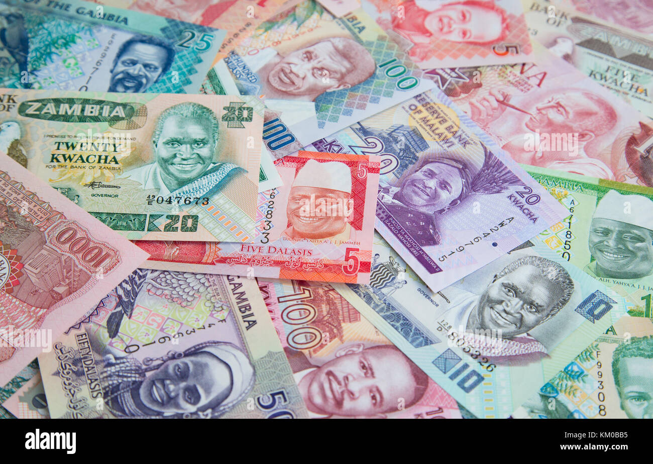 Variety of the African banknotes Stock Photo