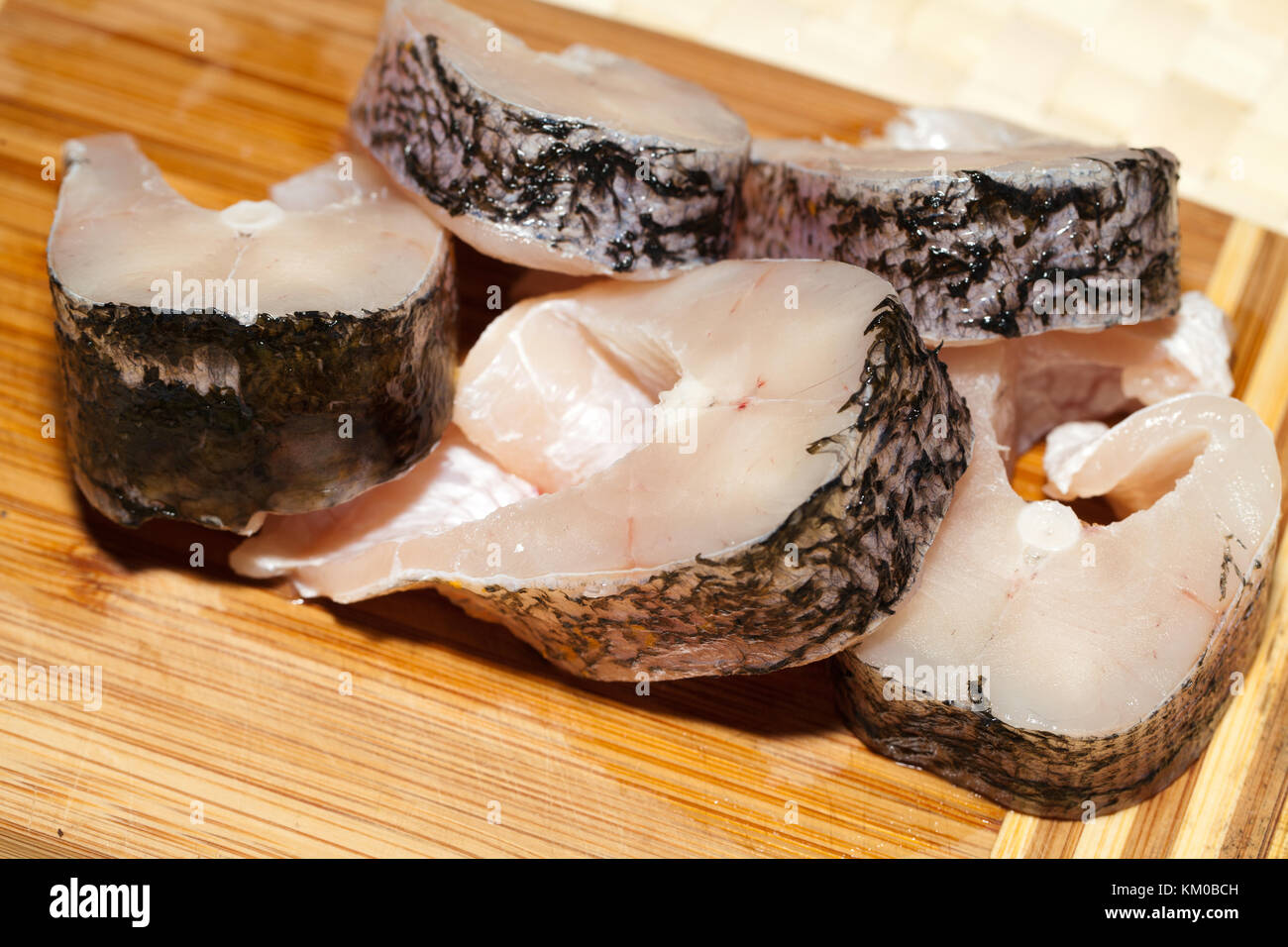 Piece of fresh raw fish. The healthy diet Stock Photo - Alamy