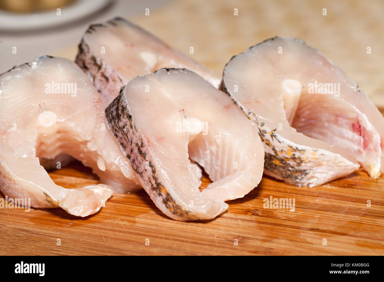 Piece of fresh raw fish. The healthy diet Stock Photo Alamy