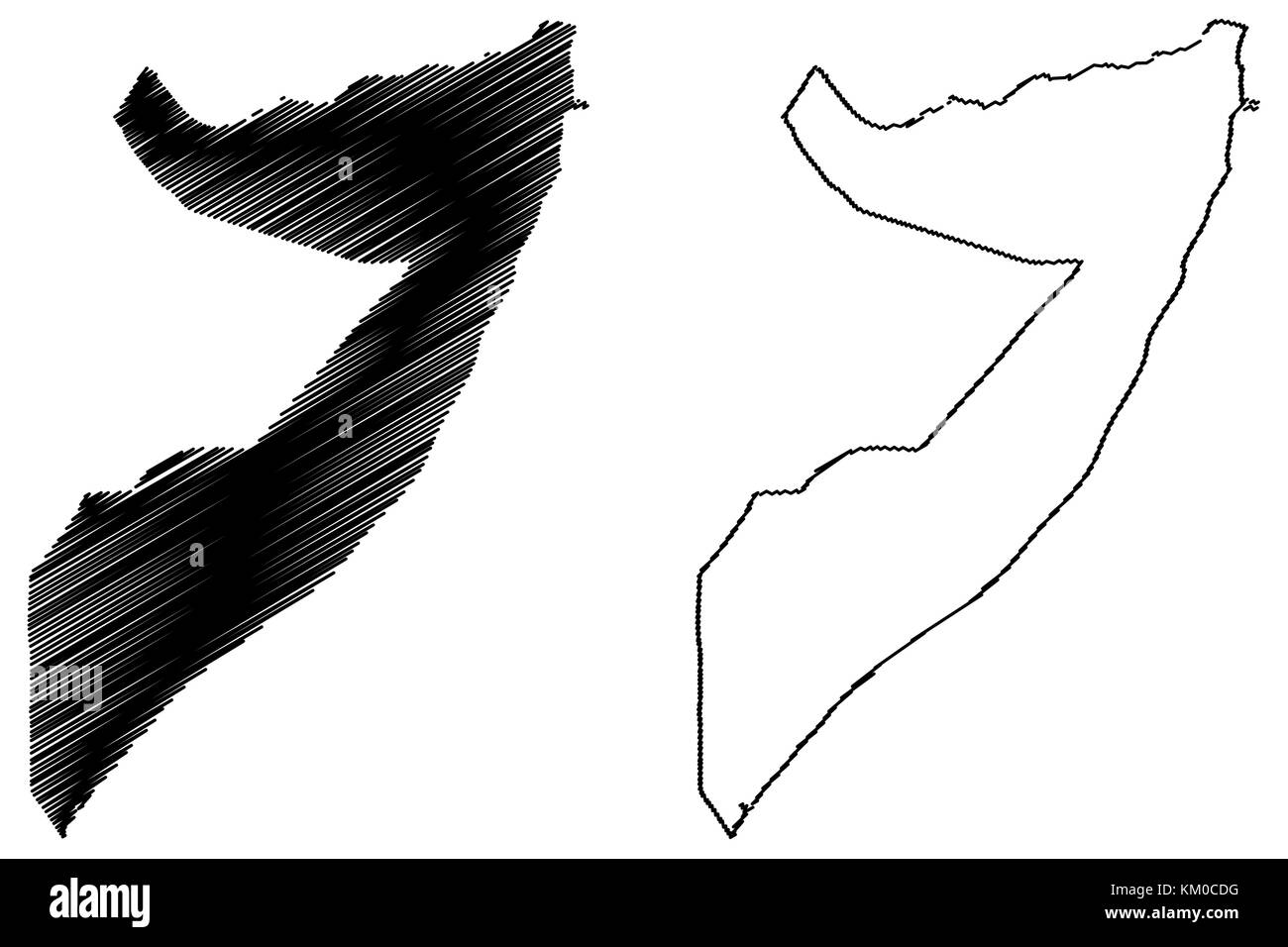 Somalia map vector illustration, scribble sketch Federal Republic of Somalia Stock Vector