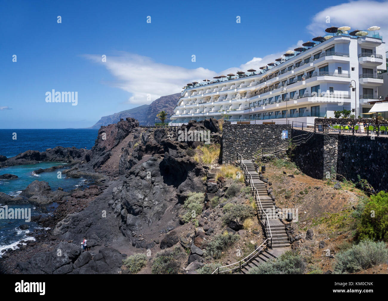 Hotel complex at Los Gigantes, west coast of Tenerife island, Canary islands, Spain Stock Photo