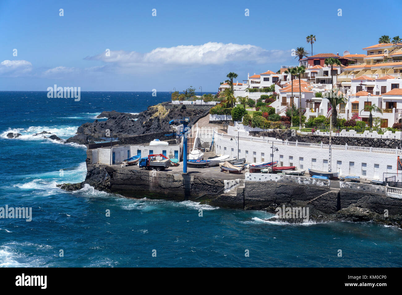 Piscina los chocos, tiny fishing harbour at village Puerto de Santiago, west coast of Tenerife island, Canary islands, Spain Stock Photo