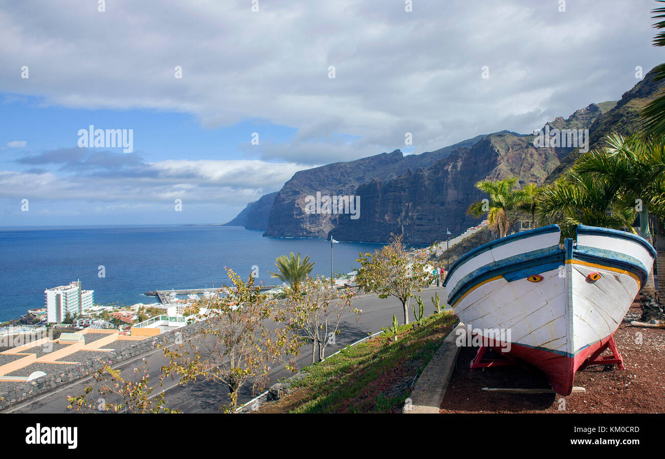 Los Gigantes, village and steep cliffs at the west coast, Tenerife island, Canary island, Spain Stock Photo