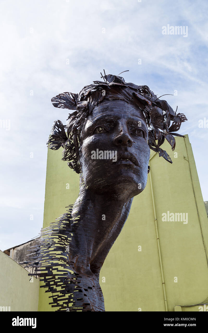 Close-up of the Primavera sculpture situated on the Malecon ocean highway in Havana, Cuba.  The piece was created by sculptor and professor Rafael San Stock Photo