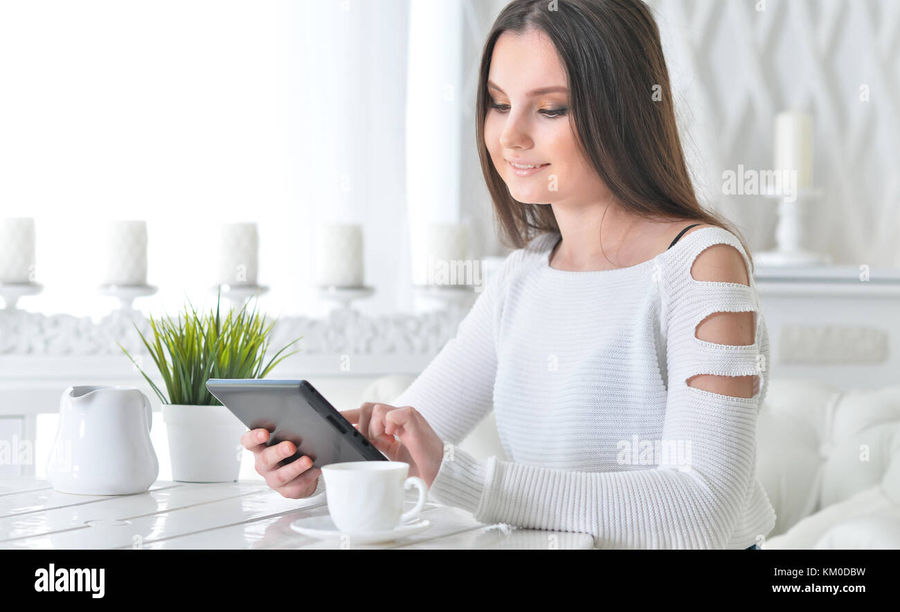 young woman using tablet  Stock Photo