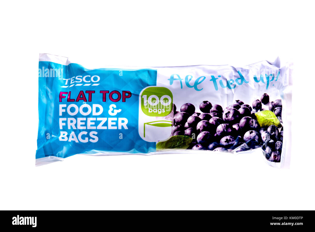 Tesco, flat top food and freezer bags, packaging Stock Photo - Alamy