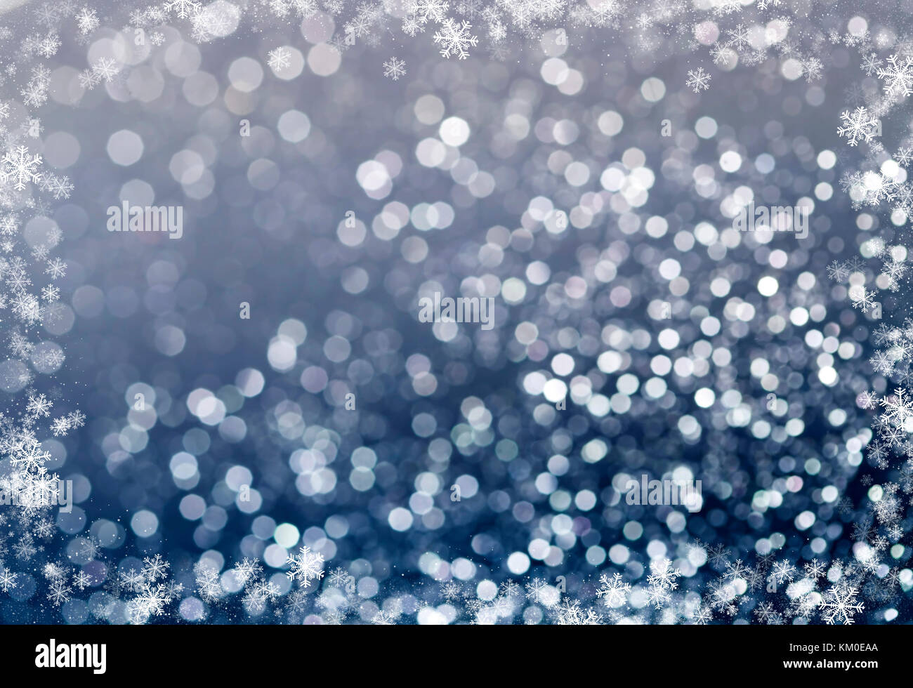 Magic blue holiday abstract glitter background with blinking stars and ...