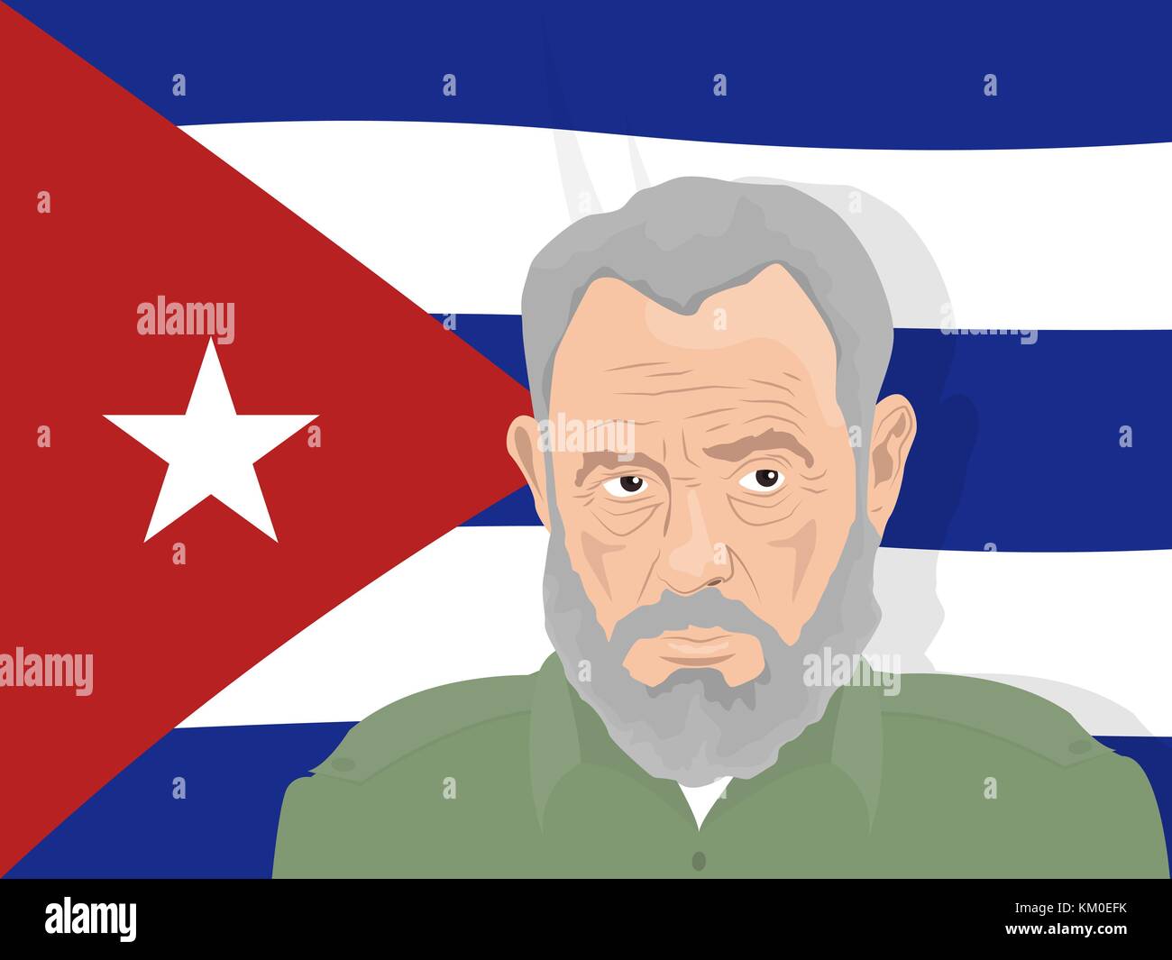 02.12.2017 Editorial illustration of Fidel Castro - The former President of Cuba on white background. Stock Vector