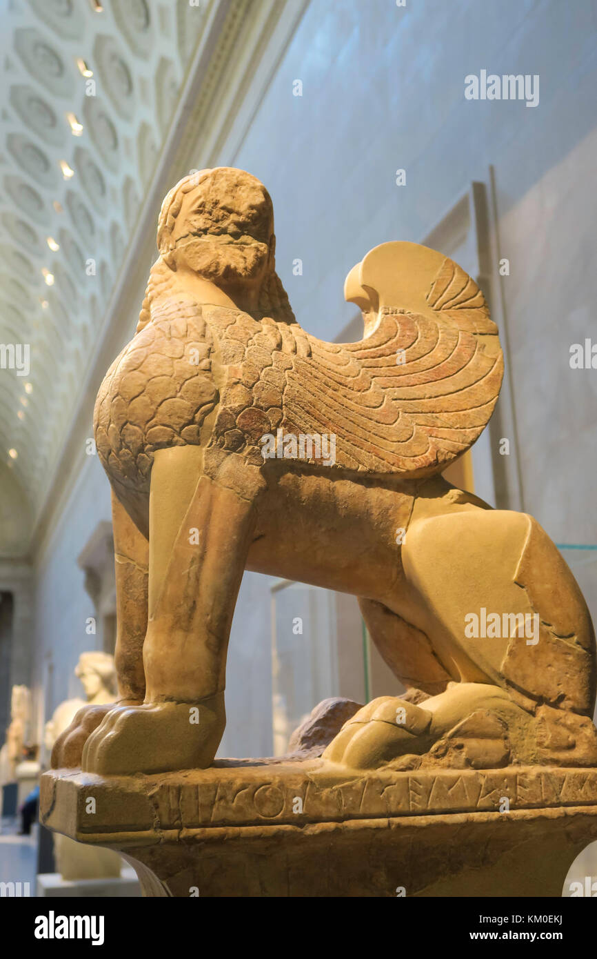 Marble Sphinx in the Metropolitan Museum of Art, NYC, USA Stock Photo