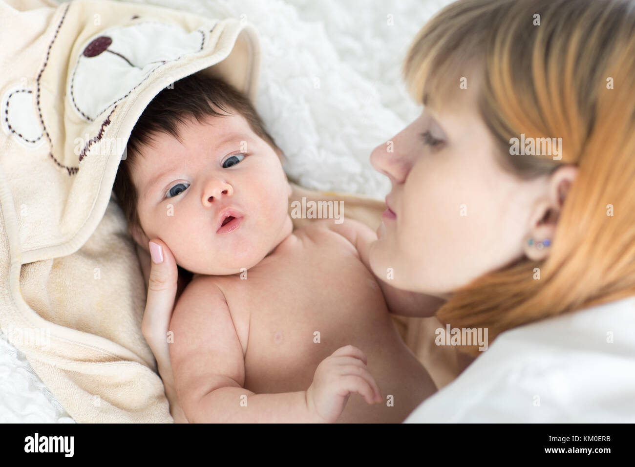 happy mother and baby newborn Stock Photo