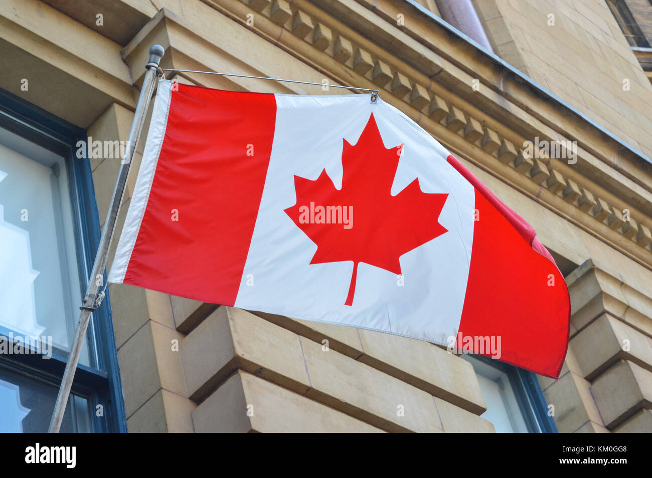 Waving Canadian flag in Ottawa Stock Photo