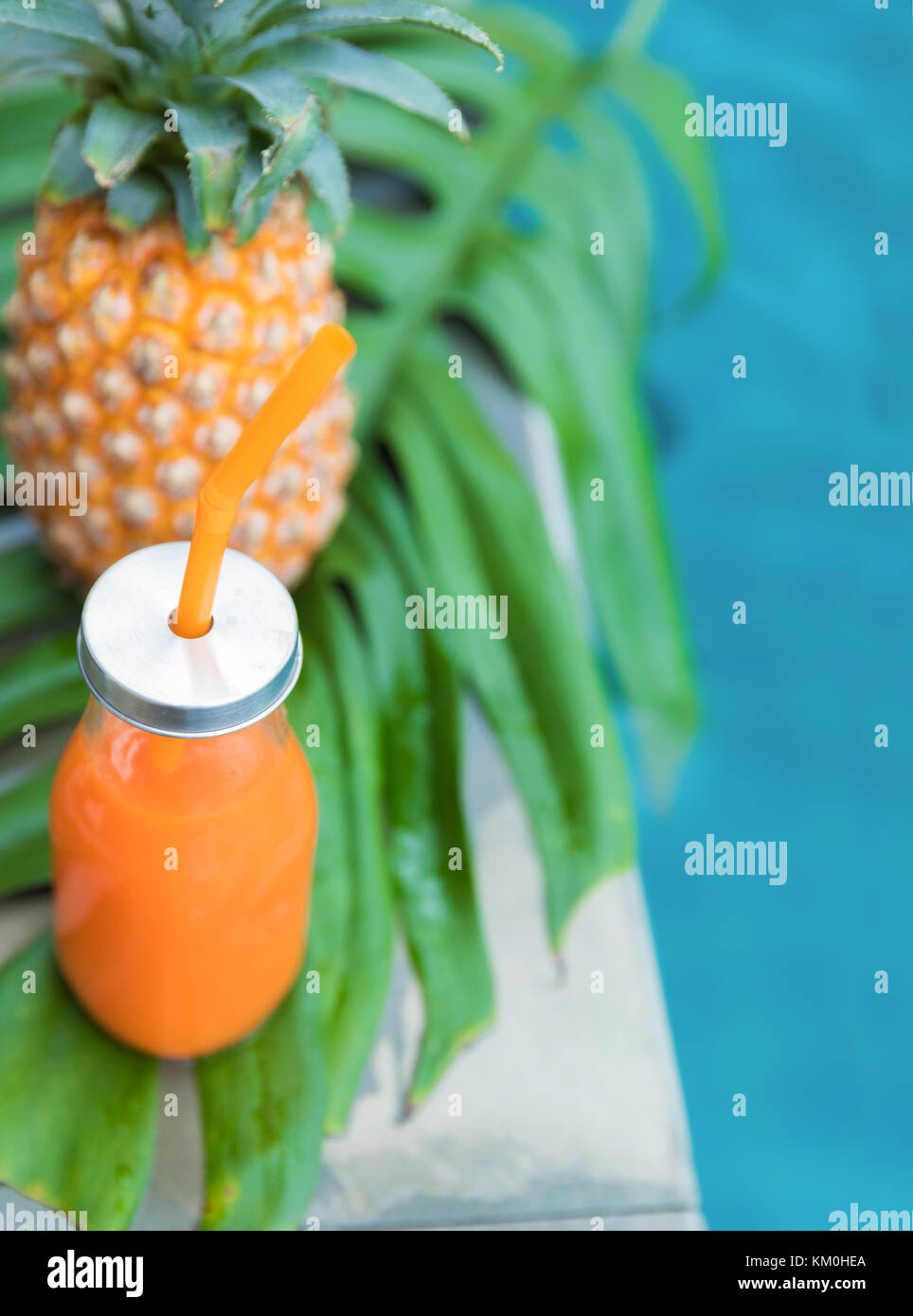 Fresh yellow pineapple tropic fruit summer refreshment smoothie shake