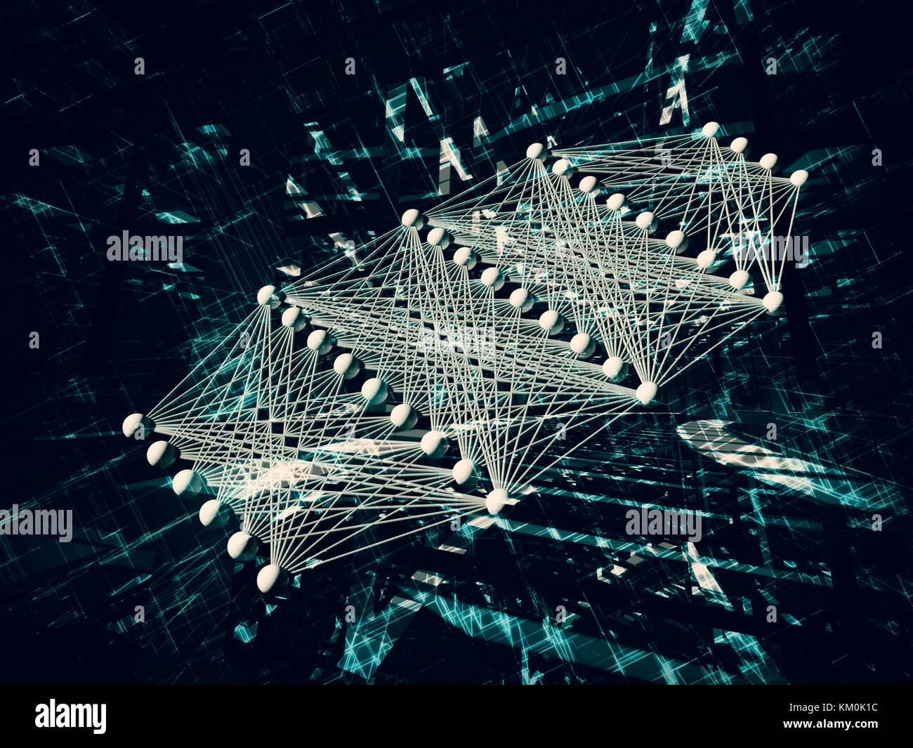 Artificial deep neural network, digital background, 3d illustration Stock Photo