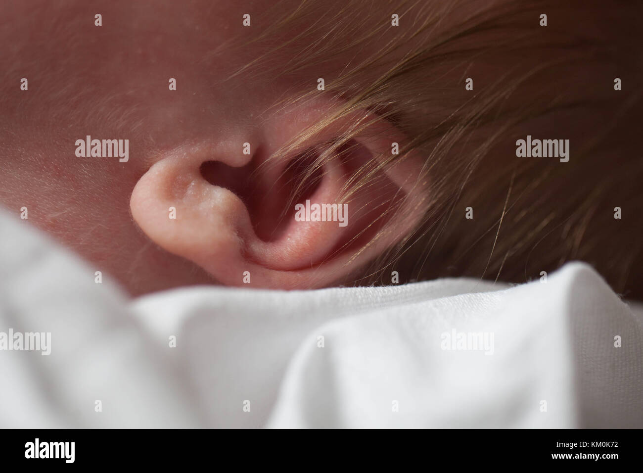 Ear toddler Caucasian closeup. Stock Photo