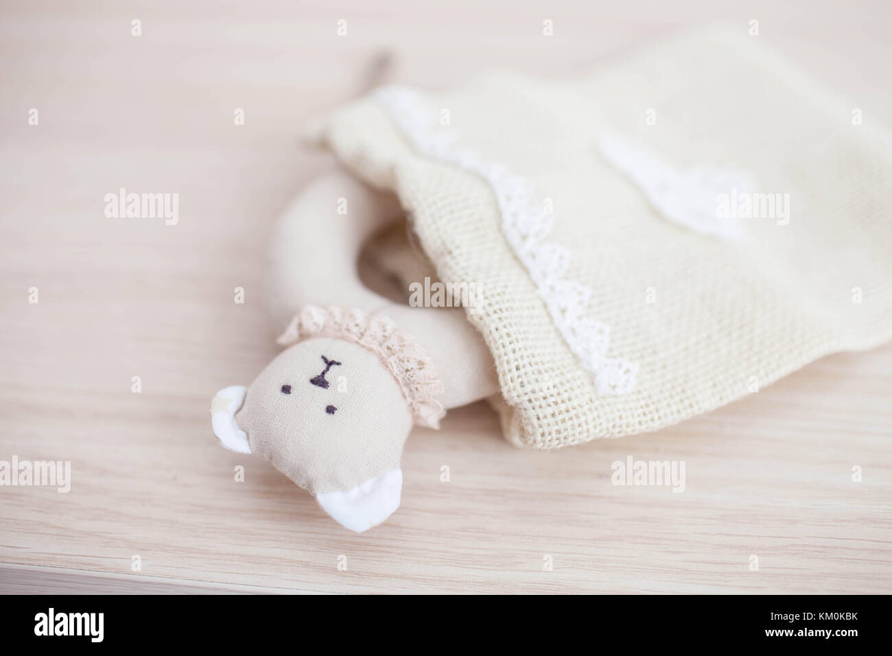 Soft rattle is handmade on white background Stock Photo - Alamy