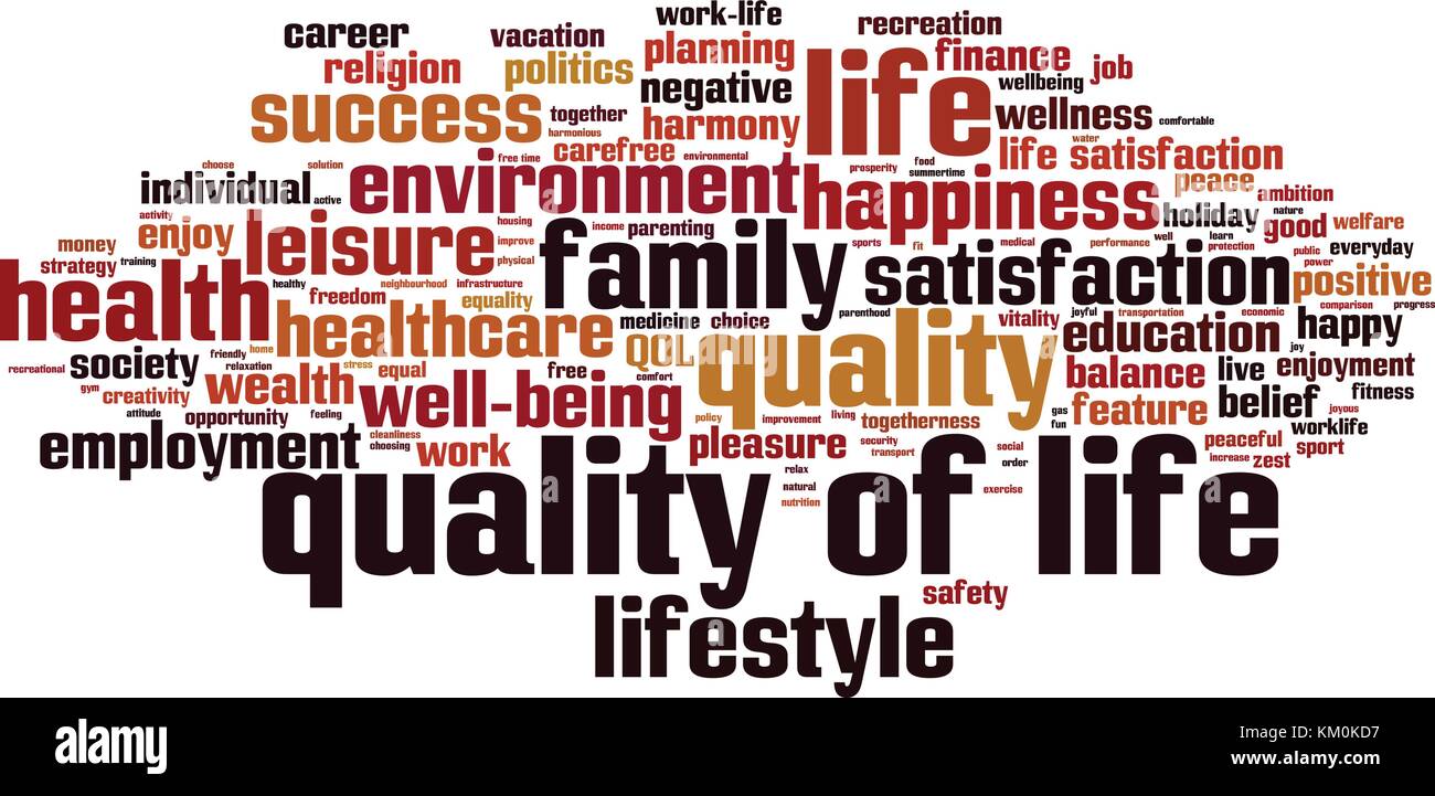 Quality of life word cloud concept. Vector illustration Stock Vector