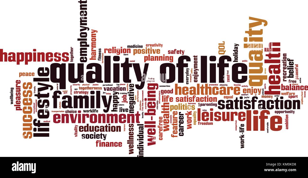 Quality of life word cloud concept. Vector illustration Stock Vector