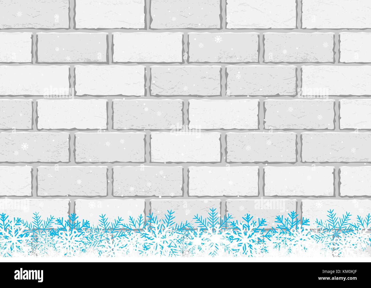 Christmas snow white brick background Stock Vector