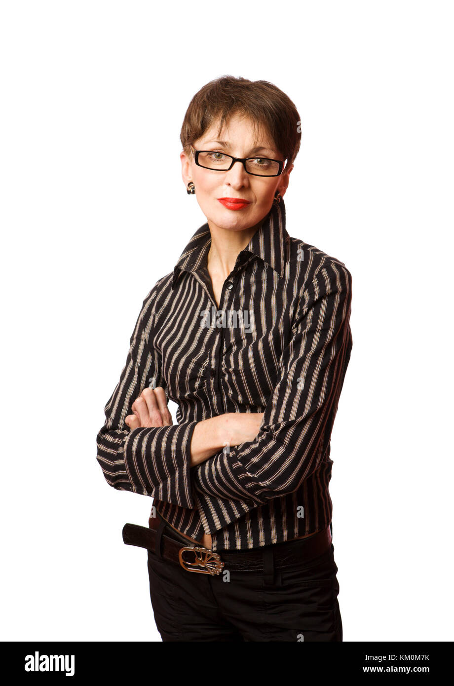 Portrait of Business woman isolated on white Stock Photo - Alamy