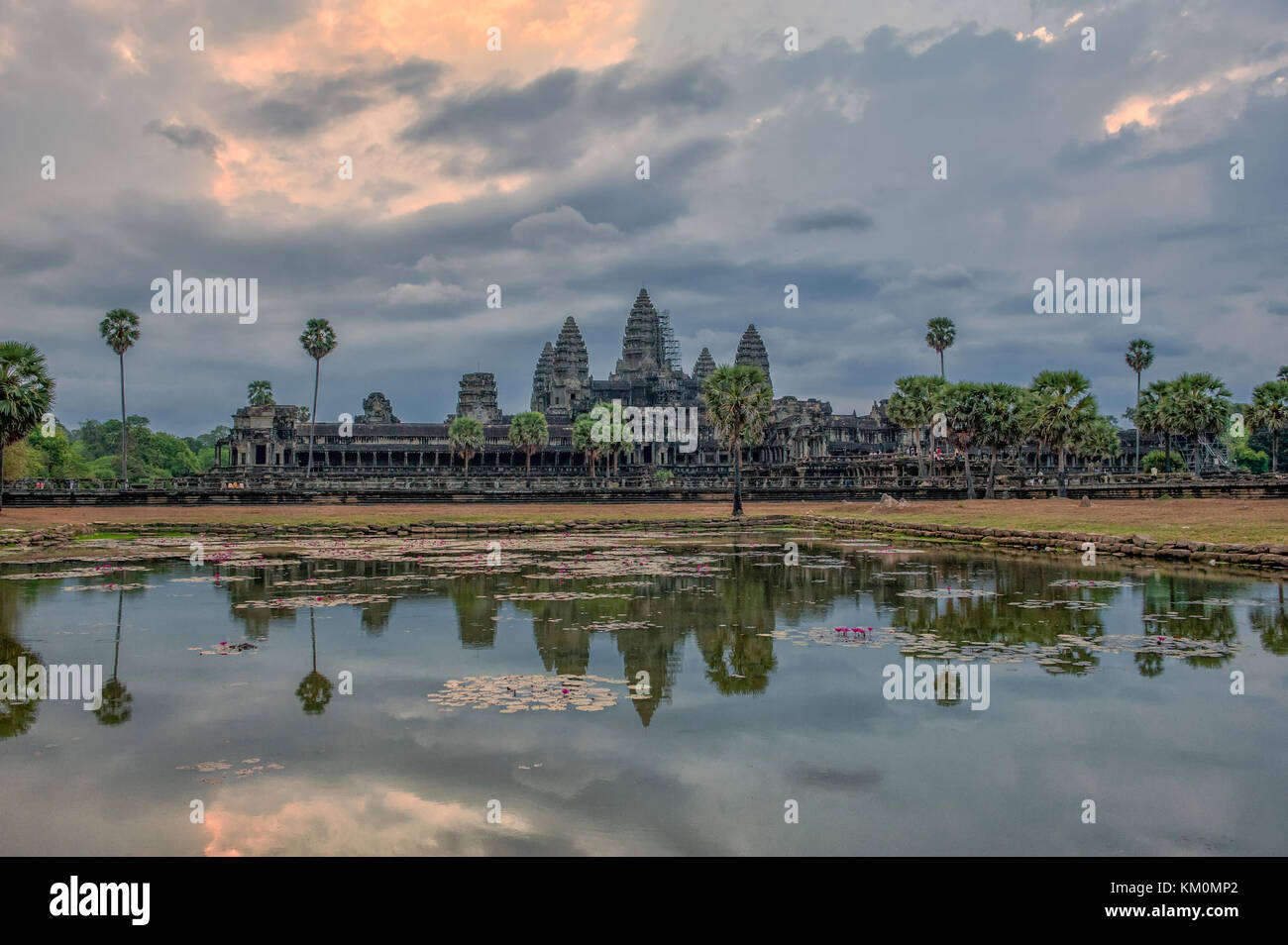 Dawn at Angkor Wat, a 12th century temple and a world famous UNESCO World Heritage site in Siem Reap, Cambodia Stock Photo