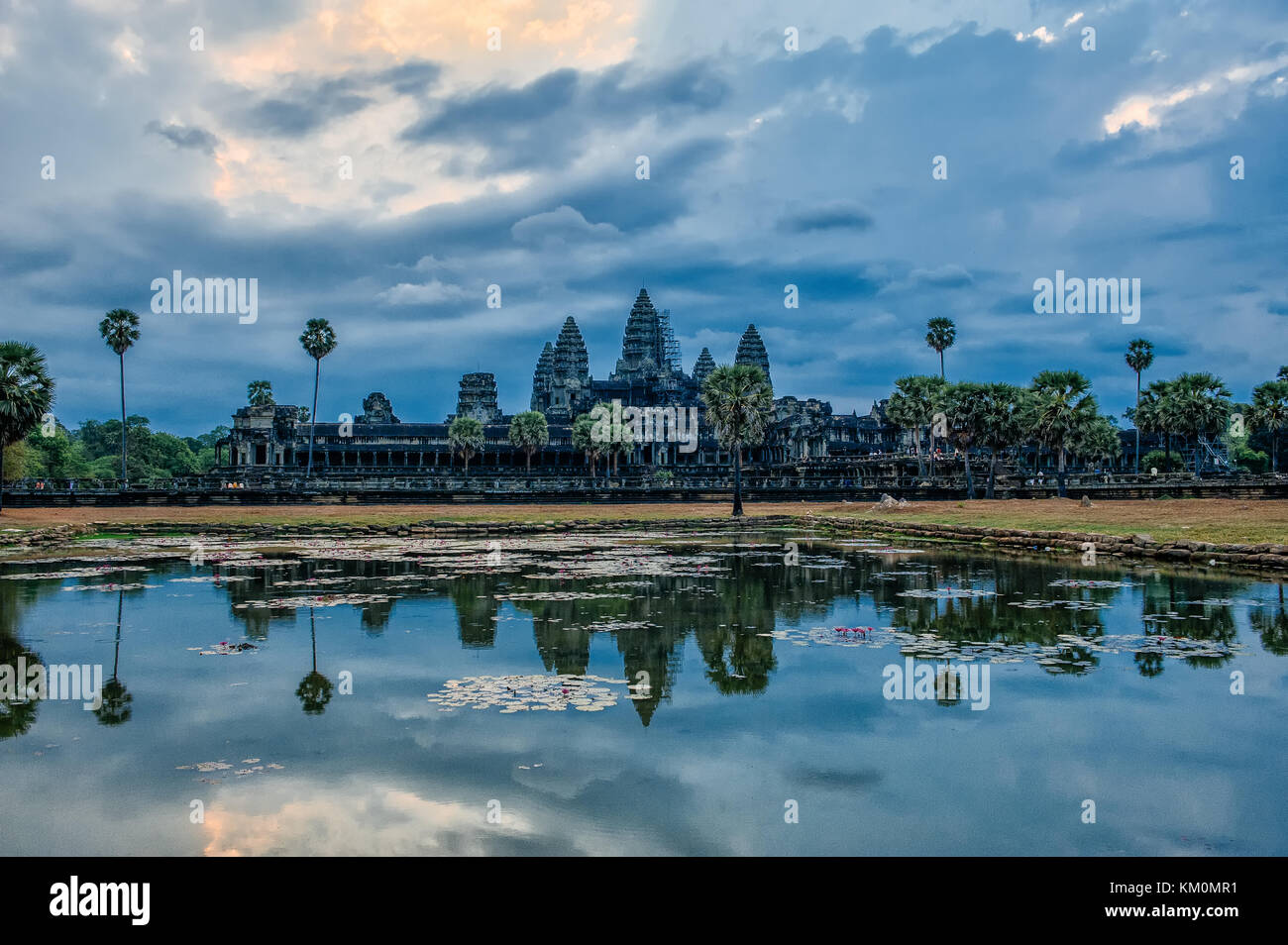 Dawn at Angkor Wat, a 12th century temple and a world famous UNESCO World Heritage site in Siem Reap, Cambodia Stock Photo