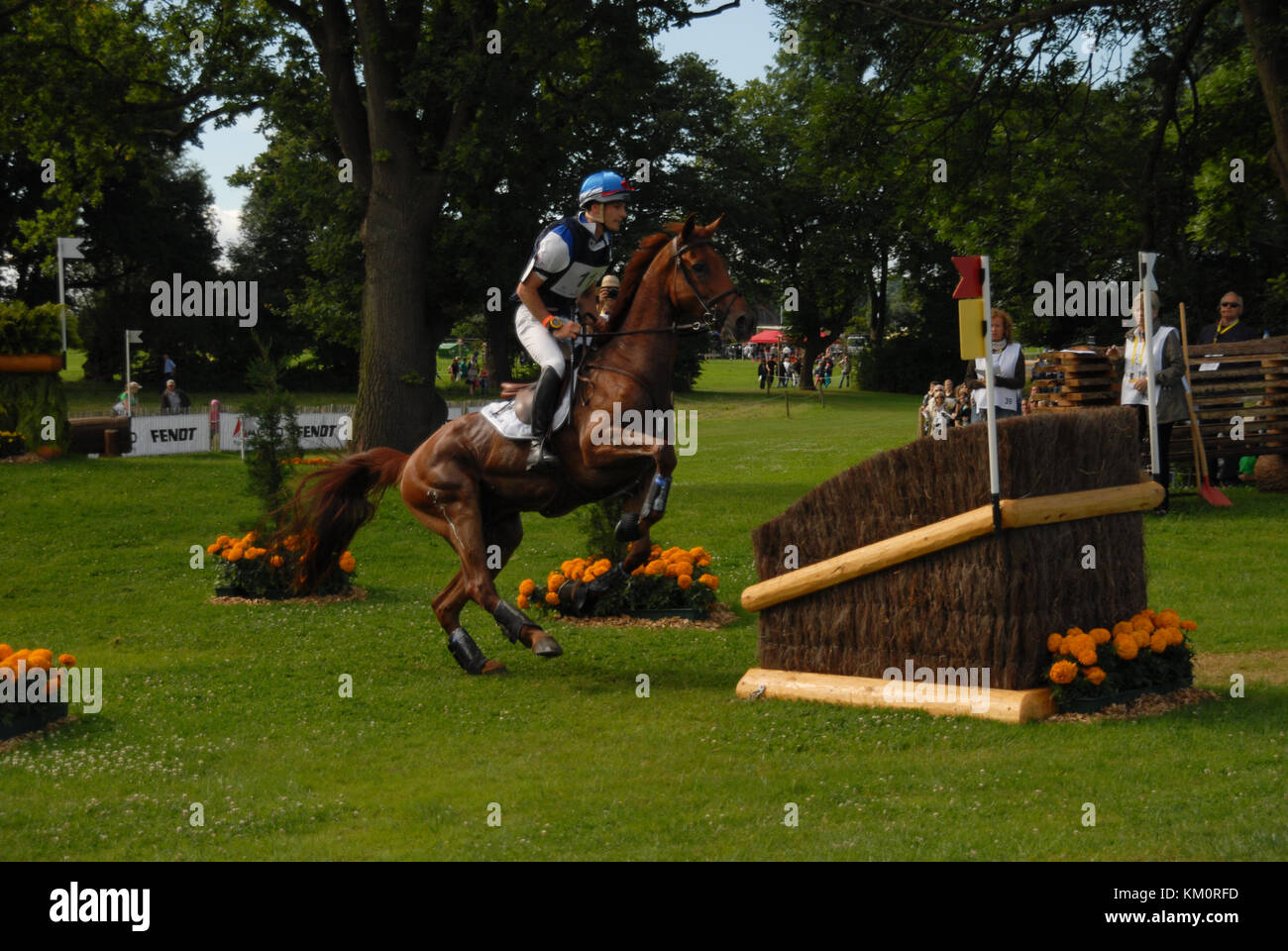 Aachen, Germany - July 7: CHIO Eventing, start phase of a jump Stock Photo