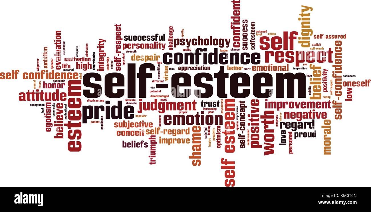 Self-esteem word cloud concept. Vector illustration Stock Vector