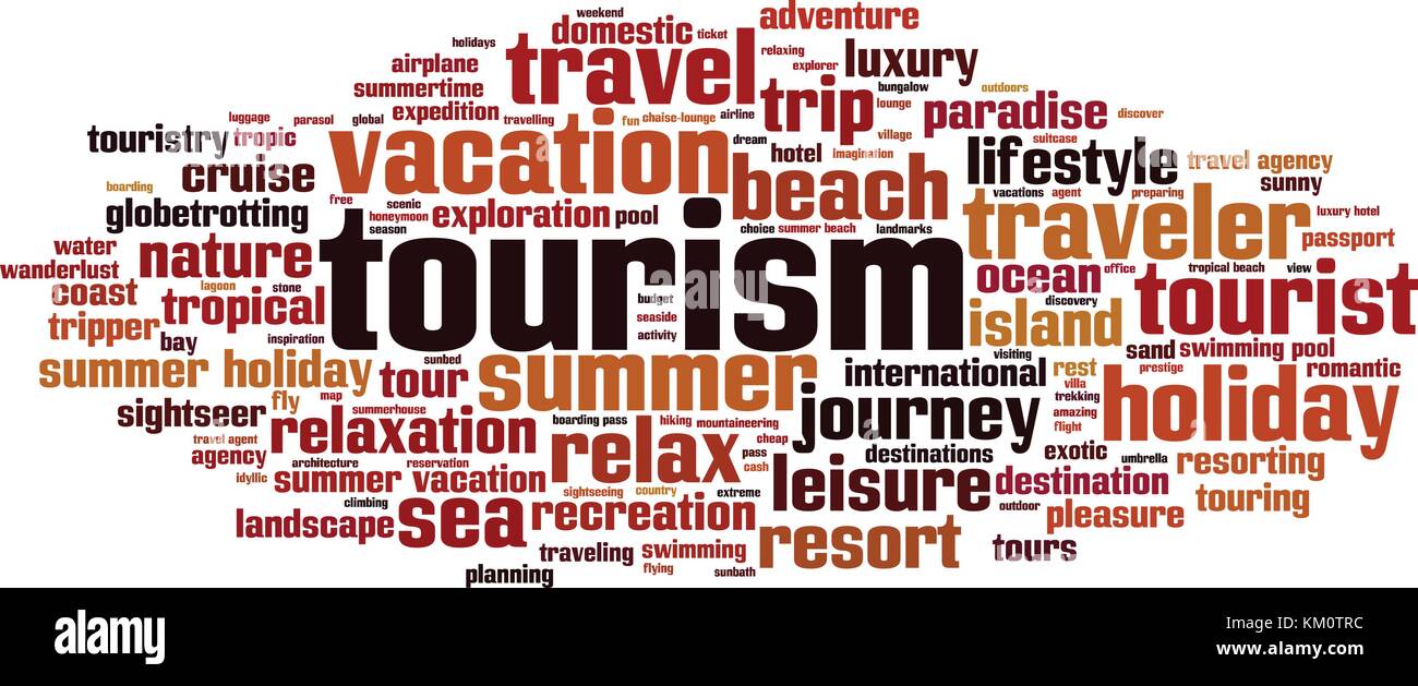 Tourism word cloud concept. Vector illustration Stock Vector