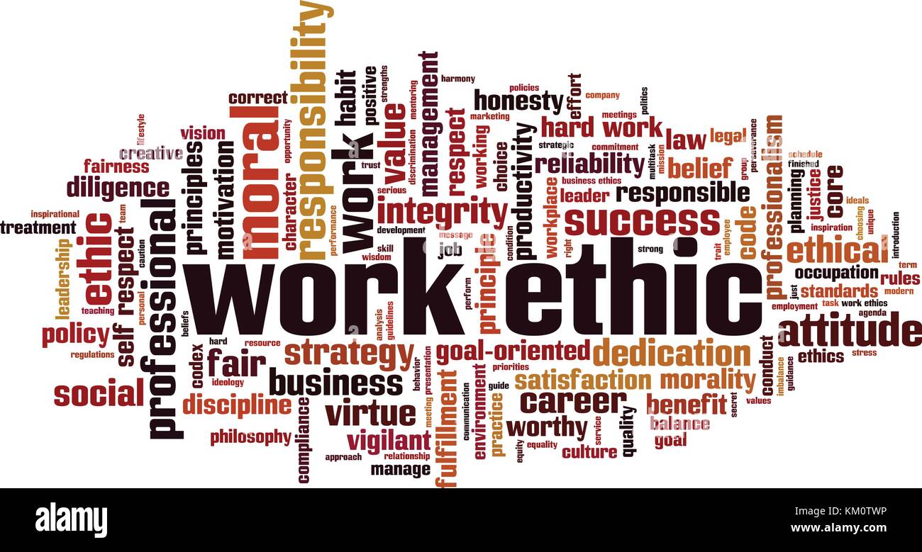 Work ethics word cloud concept. Vector illustration Stock Vector