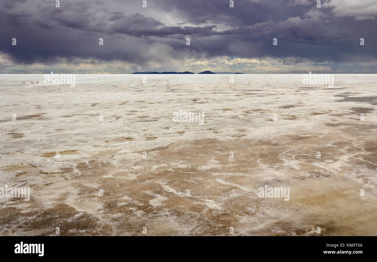 Edge of the World, Salt Flats Salar De Uyuni Bolivia Stock Photo
