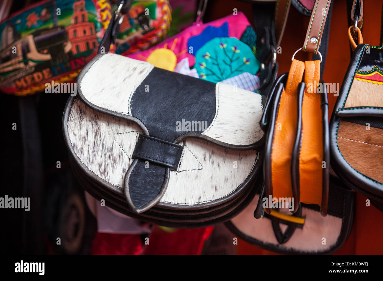 Colombian traditional leather satchel from the Antioquia Region called Carriel Stock Photo