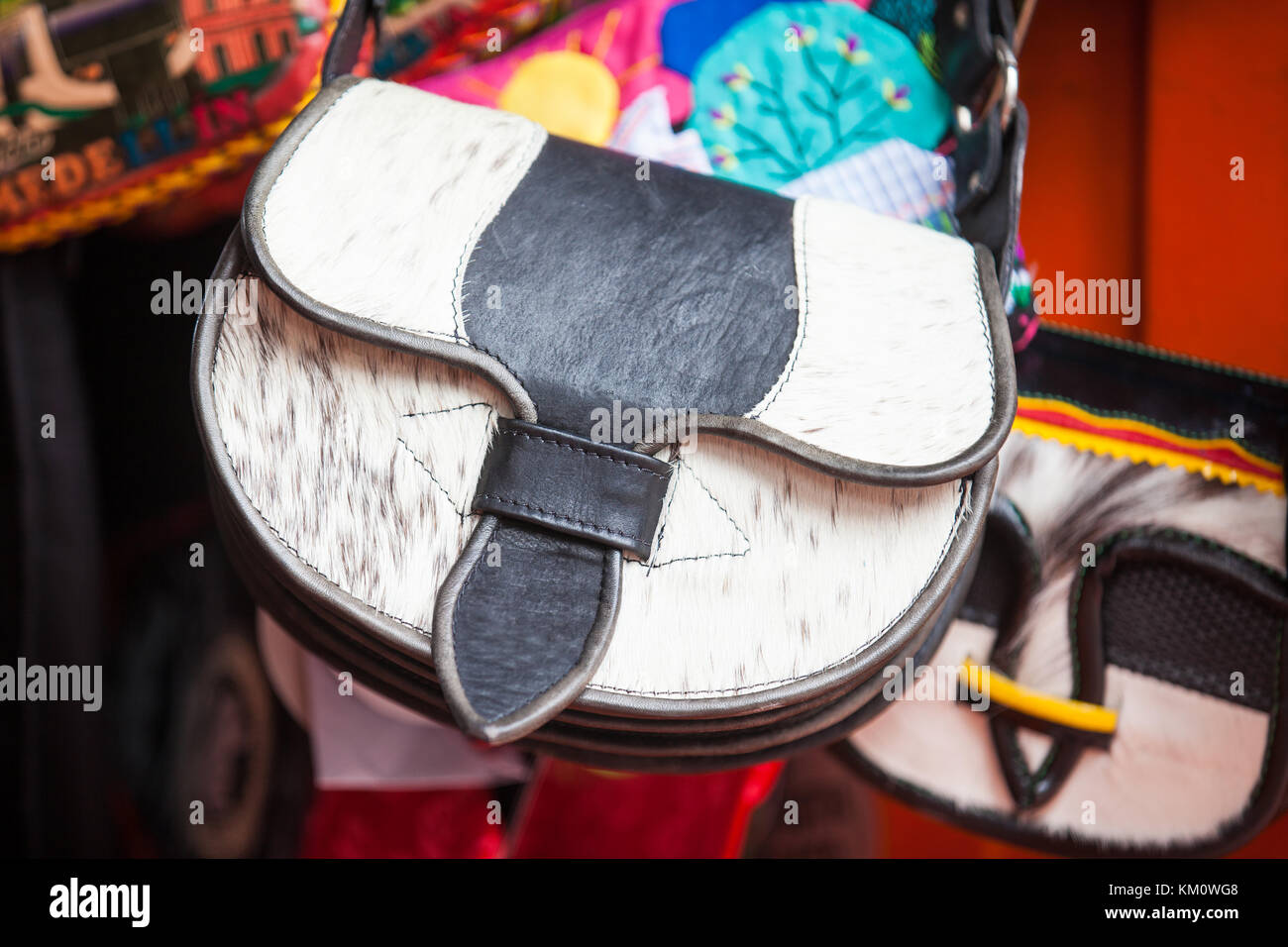 Colombian traditional leather satchel from the Antioquia Region called Carriel Stock Photo