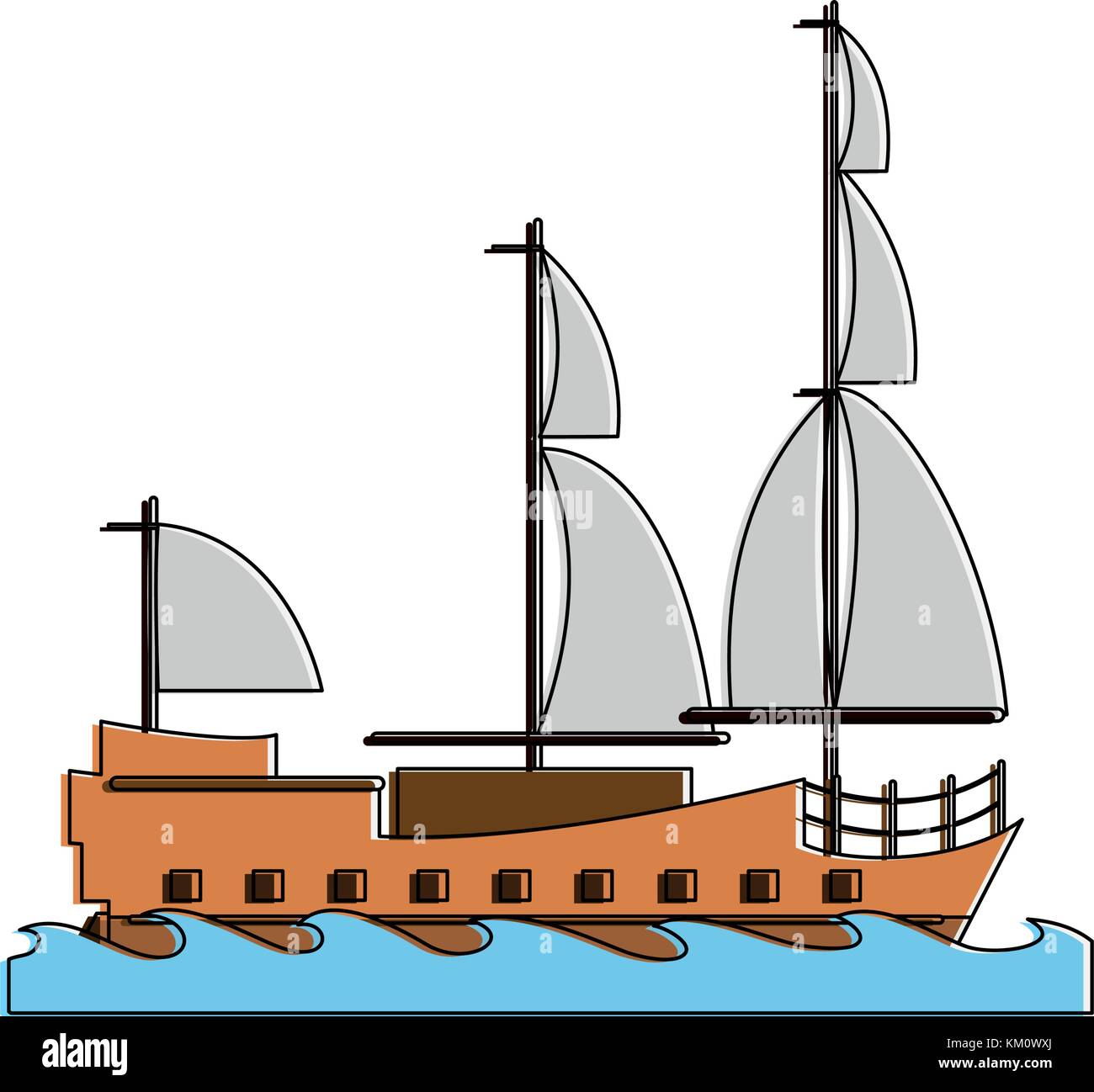Old cargo ship Stock Vector Images - Alamy