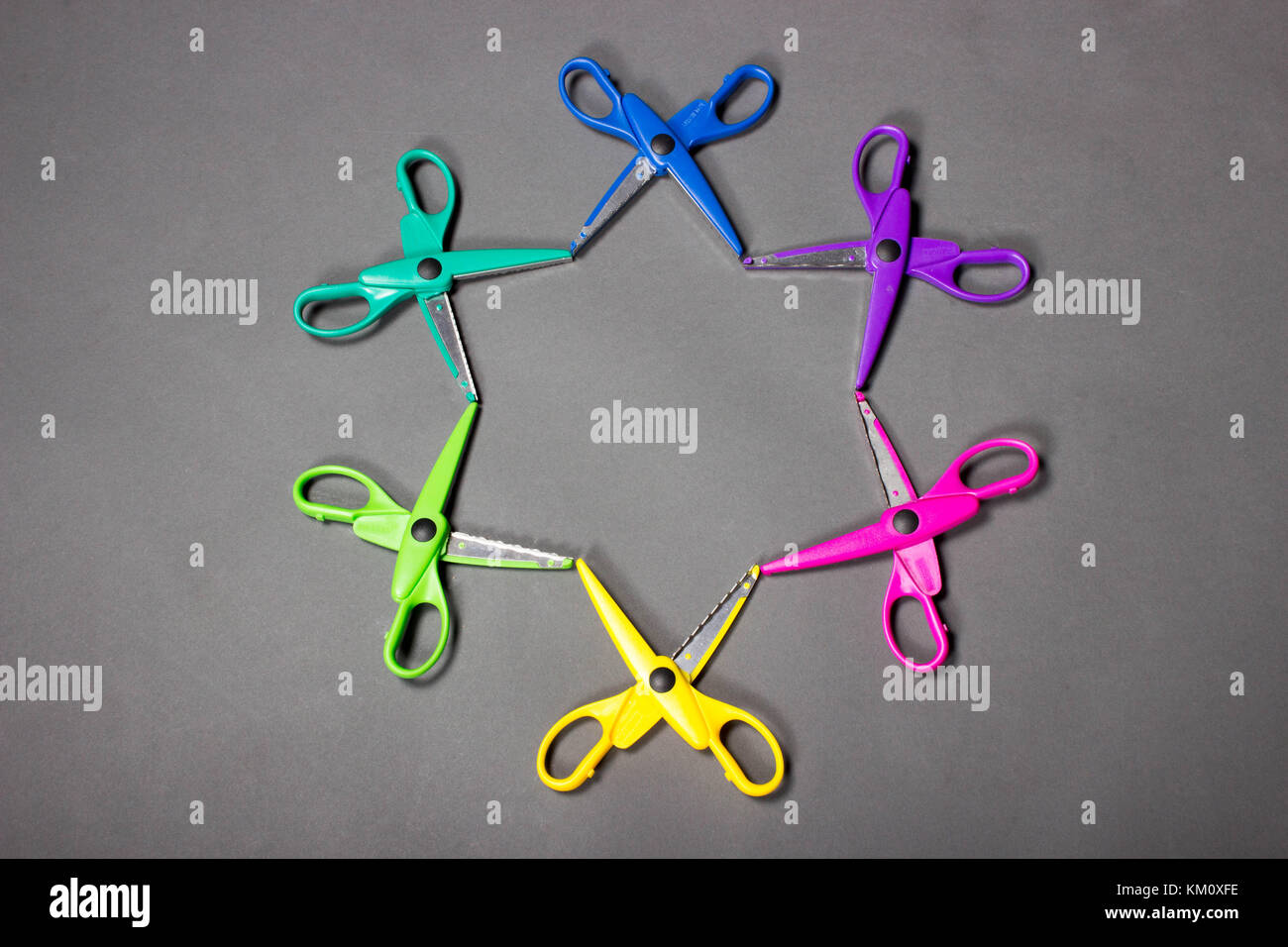 colorful rainbow scissors laid in a shape of a star Stock Photo Alamy