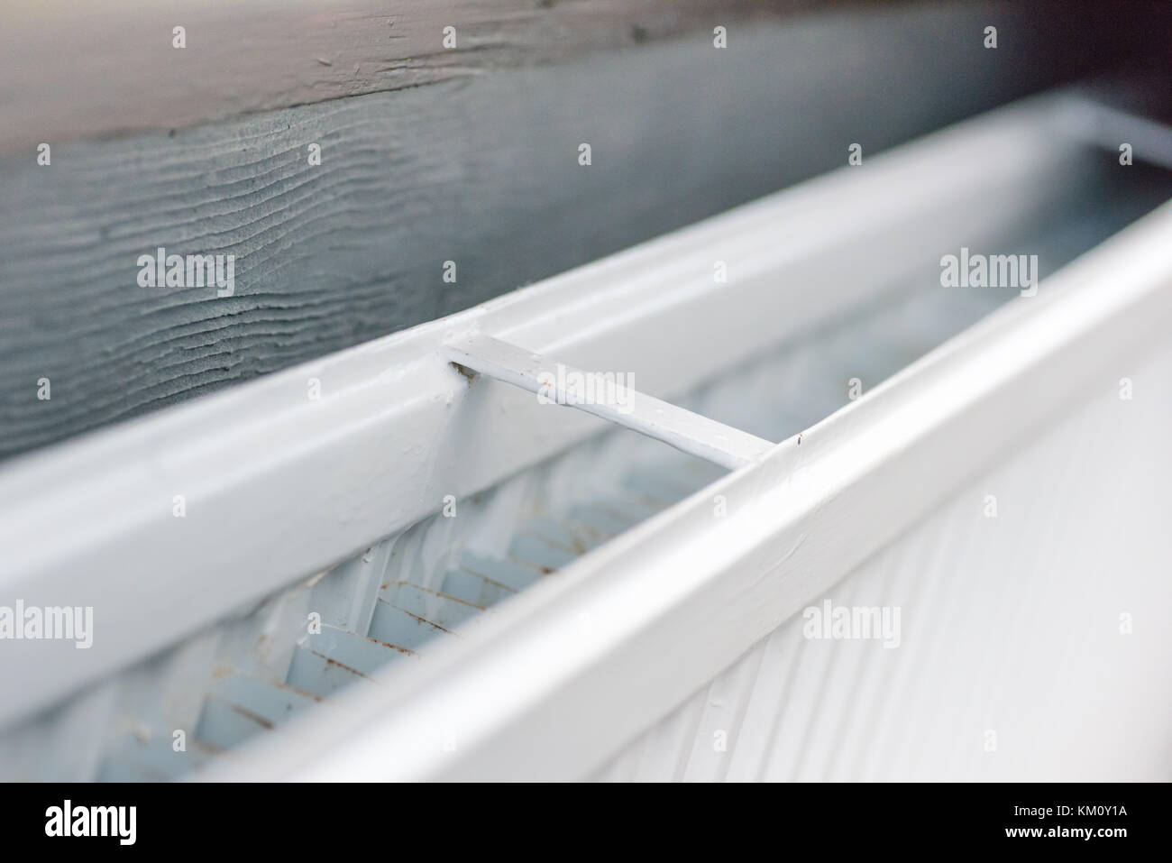 White radiator central heating and cold winter season Stock Photo Alamy