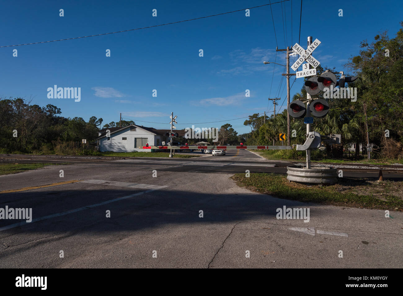 Rail Road Crossing Warning Signal DeLand, Florida USA Stock Photo Alamy