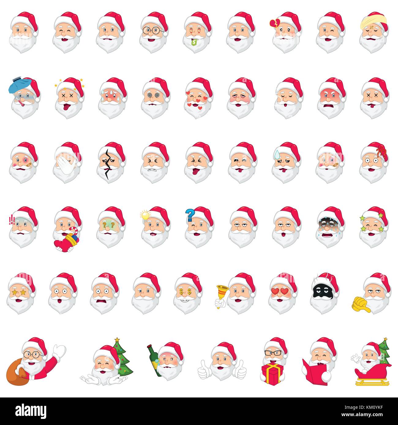 A vector illustration of Santa Claus Emoji Icons Stock Vector